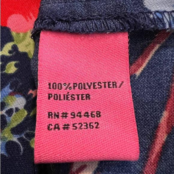 Betsey Johnson Tunic Blouse Size M w/Tie and Bell Sleeve in Blue Pink Floral - Picture 6 of 6